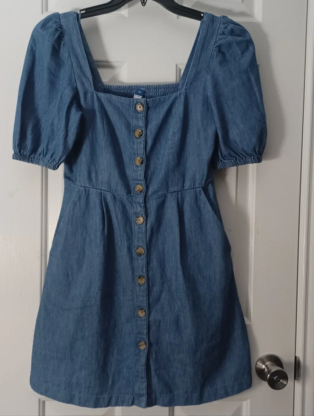 old navy denim mini dress Old Navy Women's Fit & Flare Denim Mini Dress - Blue